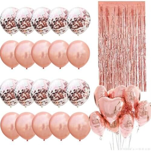Rose Gold Party Decorations Heart Foil Balloon Number Balloon Confetti Helium Balloon Wedding Birthday Party Baby Shower Decor