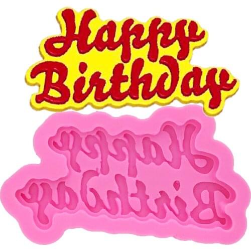 Happy Birthday Silicone Fondant Molds Cake Decorating Tools letter DIY Baking Silicone cake mold chocolate gumpaste moluld T1174