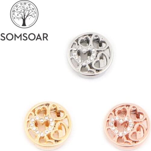 Somsoar Jewelry multi-Heart Slide Charms fit 10mm Stainless steel Mesh Bracelet Leather Wrap Bracelet accessories 10pcs/lot