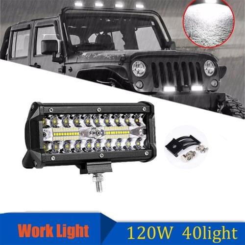 7inch 120w LED work light bar combo beam car Driving lights for Off Road truck 4WD 4x4 UAZ motorcycle ramp 12V 24V auto fog lamp