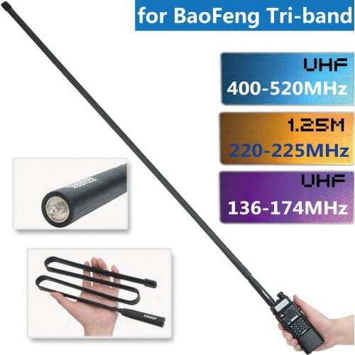 ABBREE Tri-band 144/222/435Mhz Foldable CS Tactical Antenna for Baofeng BF-R3 UV-82T UV-5RX3 UV-82X3 Walkie Talkie Radio