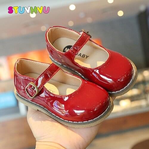 Toddler Kids Shoes for Girl Patent Leather Black Red 2021 New Soft Sole Casual Childrens Single Shoes Non-slip Boys School Shoe