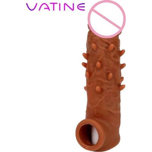 VATINE Penis Sleeves Larger Particles Spike Penis Extender Reusable Condom Delay Ejaculation Sex Toys for Male