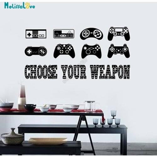 Choose Your Weapon Sticker Game Lover Machine Play Gaming Room Decal Boys Room Decor Removable Vinyl Wall Stickers B629