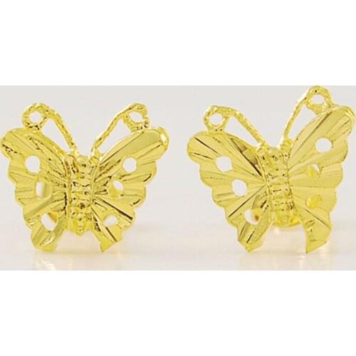 Luxury Brand 24k Yellow Gold Color Cute Animal Butterfly Stud Earrings For Women Girl Trendy Jewelry