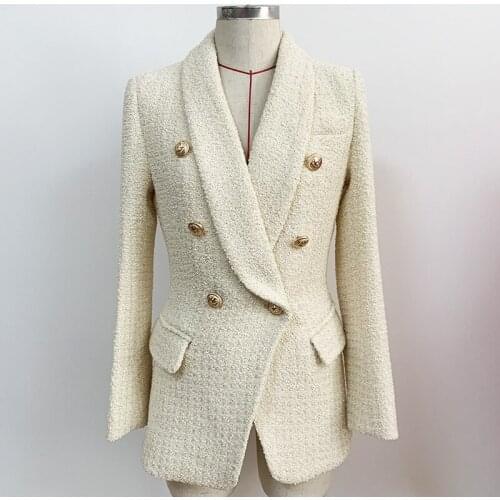 Chic women autumn dobule-breasted tweed coat High quality elegant women Shawl colar blazer jackets C760