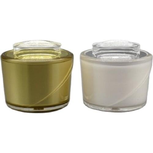 10g High Quality Gold Acrylic Cream Jar Cosmetic Packaging Container Jar 15g White Acrylic Refillable Bottles 20pieces