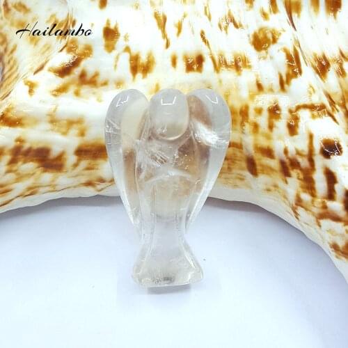 10pcs Natural Rock Crystal Bead Standing Angel Statue Carved Angel Wing Figurine Pendant Classic Jewelry For Girl Gift NEW TS09A
