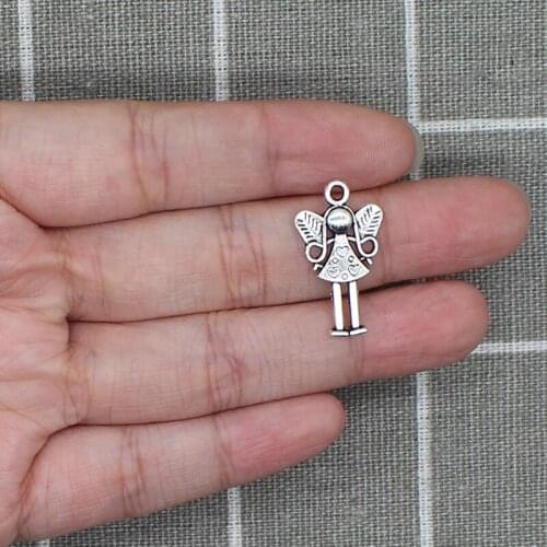 15pcs/lot 14*25mm Tibetan Silver Elves Charms Angel doll Pendants For DIY Making Metal Choke Necklaces Handmade Jewelry X1870