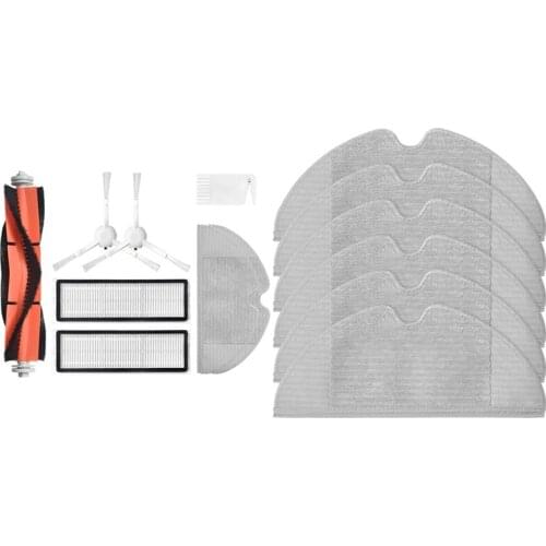 2 Set Vacuum Cleaner Accessories: 1 Set Main Brushes Filters Side Brush & 1 Set Cleaning Cloth Mop