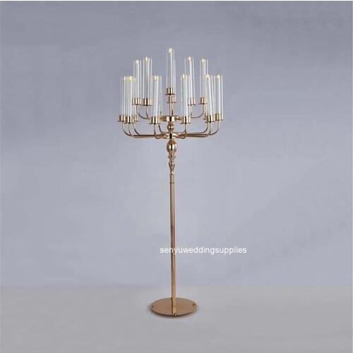 150cm tall )New style wedding pillar 16 arm crystal acrylic cup candlestick tall floor stand candelabra centerpiece senyu2335