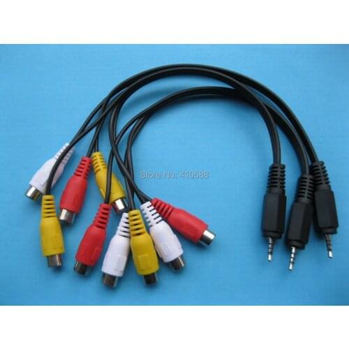 20 pcs Mini AV 2.5mm Plug to 3 Color RCA Female Adapter Audio Video Cable 28cm(11inch)