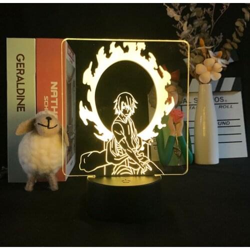 3D Night Light Alarm Clock Base Light APP Control Base Fire Force Benimaru Shinmon Japanese Anime Lamp Projector Teenager Office