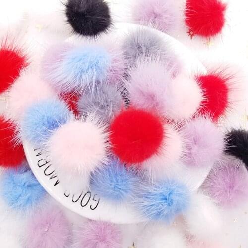 4cm 5Pcs/Lot Natural Furry Ball For DIY Handmade Children Hair Clip Accessories