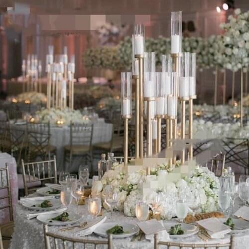 6pcs)12 head crystal acrylic tube wedding centerpieces crystal cup candelabra yudao2582