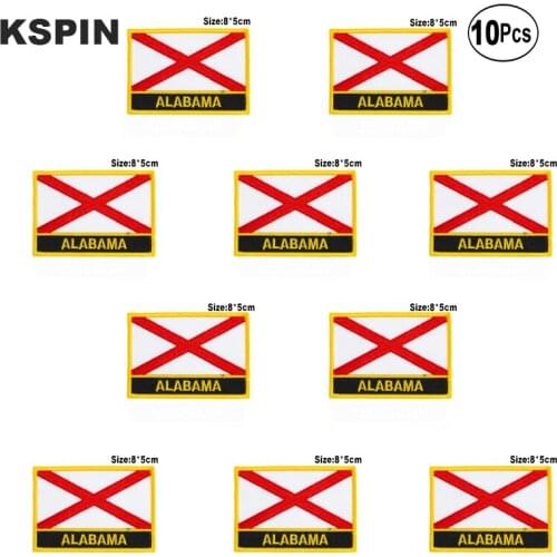 Alabama Rectangle Flag Embroidery Patches Iron on Saw on Transfer patches Sewing Applications
