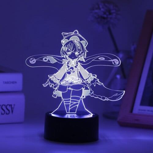 Hot LED Night Light Kid Genshin Impact Anime Figure Lamp For Indoor Bedroom Party Novelty Illusion Desktop Decor Birthday Gift