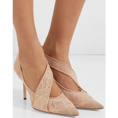 ASHIOFU 2020 Handmade Ladies High Heel Pumps Faux-lace Leather Sexy Party Prom Dress Shoes Evening Fashion Female Court Shoes