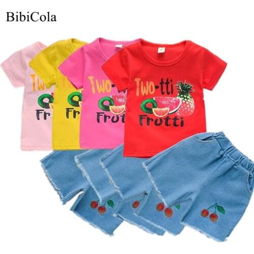 BibiCola baby girls summer clothing set fashion cotton cartoon 2pcs clothes suits for infant toddle short sleeve tracksuit set