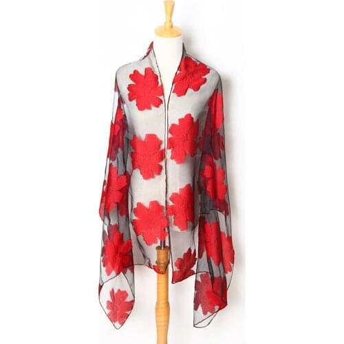 Brand Designer Summer All-Match Scarf Women Organza Fashion Embroider Shawl Chiffon Sunscreen Scarf Wholesale Dropshipping