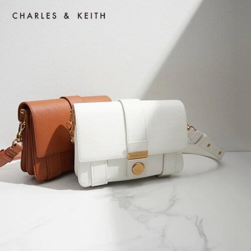 CHARLES&KEITH New Arrival for Summer 2021 CK2-20270690 Womens metal buckle shoulder messenger bag