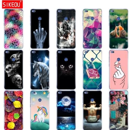 Cover phone case for huawei honor 8 lite soft tpu silicone back cover 360 full protective printing clear coque Cat flower