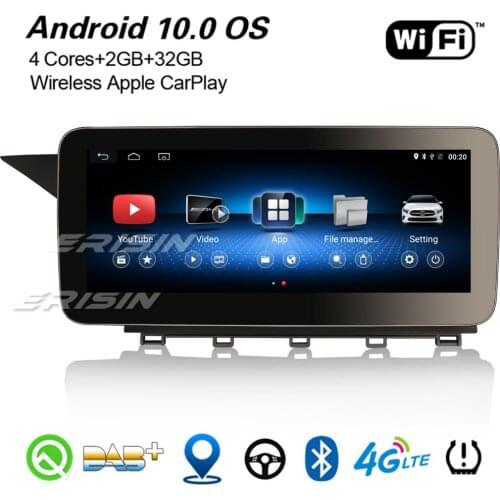 Erisin 2654 10.25" IPS Android 10.0 DAB+ GPS Car Stereo Carplay WiFi USB 4G DVR Bluetooth Navi For Mercedes-Benz GLK-Class X204