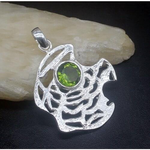 Gemstonefactory Jewelry Big Promotion 925 Silver Fashion Charm Green Peridot Topaz Women Ladies Gifts Necklace Pendant 1156