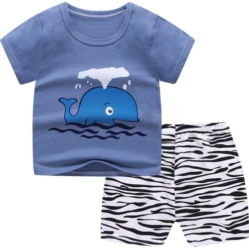 H1048 Baby Boy Clothes Toddler Kids Set Short Sleeve Stars Pattern Shirt Tops+ Pants 2Pc Fashion Baby Boy Summer Clothing