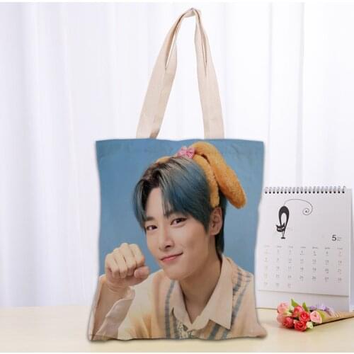 Custom I.N KPOP Tote Bag Foldable Shopping Bag Reusable Eco Large Unisex Canvas Fabric Shoulder Bags Tote Grocery Cloth Pouch