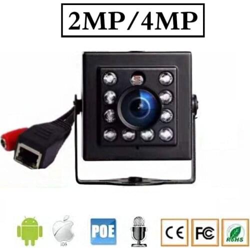 1080P 2MP/4MP POE built-in Microphone Optional mini Video security camera 940mm 8 IR Leds Night Vision Onvif indoor camera