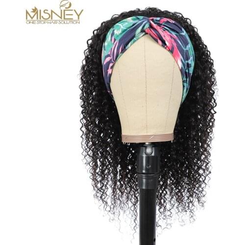 Kinky Curly Headband Wig Brazilian Remy Human Hair Wigs For Women Glueless Full Machine Made Curly Wig Misney Headband Wigs