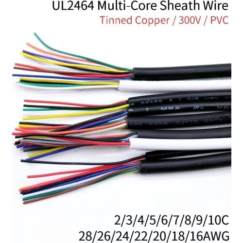 Copper Wire 28 26 24 22 20 18 16 AWG Signal Control Wire Channel Audio 2 3 4 5 6 7 8 9 10 Cores Black White UL2464 Power Cable