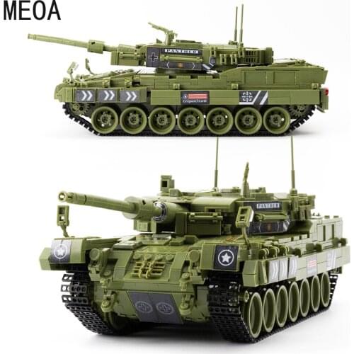 Upgraded City 1747Pcs Military Leopard 2 Main Battle Tank Building Blocks Army Soldier Bricks Toys Gifts For Kids Boys Children