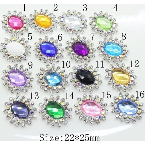 Fashion 5pcs ABcolor rhinestone button 2017 Colorful Wedding invitations Decorate DIY Metal Hair flower center scrapbooking