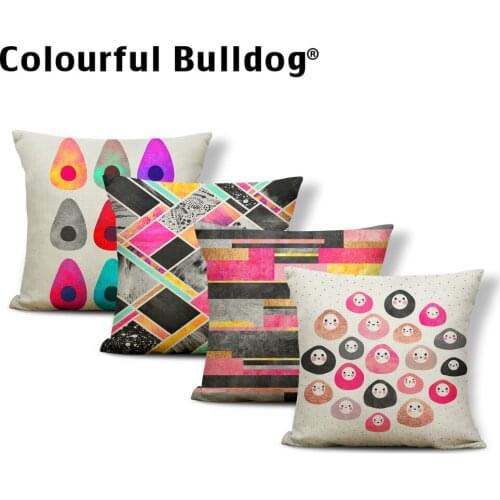 Geometry Cushion Round Cobblestone Cover Pillow Mountain Country Style Party Gift Throw Pillow Case Hexagon 18 Inch Linen Plain