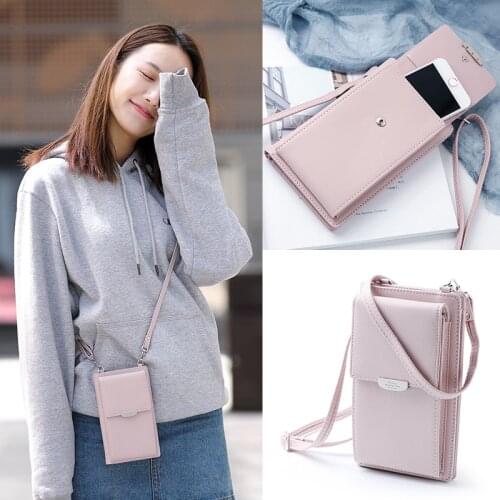 PU Leather Multifunction Crossbody Phone Shoulder Bag Mini Women Wallet Messenger Female Clutch 2-in-1 Card Holder Candy Color