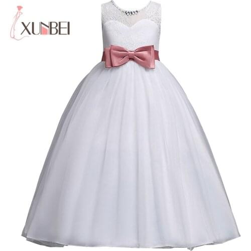 New Arrival Princess Lace Flower Girl Dresses Big Bow Ball Gown Girls Pageant Dresses First Communion Dresses Party Dress