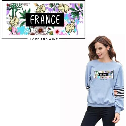 Hot Summer Style Iron On Transfers FRANCE Letter Patches For Clothing Vinyl Thermal Sticker DIY Washable Applique On Clothes 217