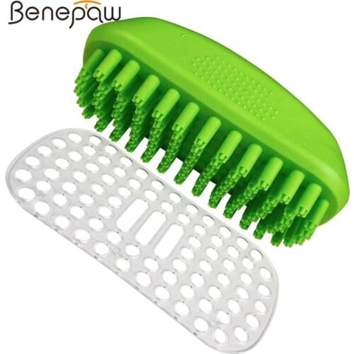 Benepaw Comfortable Shampoo Dog Rubber Brush Bathing Ergonomic Soft 4 Point Bristle Pet Brush Grooming Cat Easy To Clean