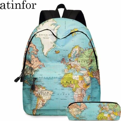 Atinfor 2pcs/set 2020 New Printing Schoolbags for Primary School Students Pencil Bags for Children Backpack