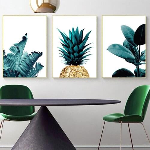Nordic tropical palm leaf diamond painting pineapple cross stitch mosaic art green wall picture living room decoration