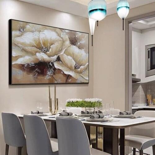 Modern Fine Art New Arrival Abstract Textured Lotus Flower Oil Painting Wall Art Home Decoration Piece Canvas Artwork As Gift