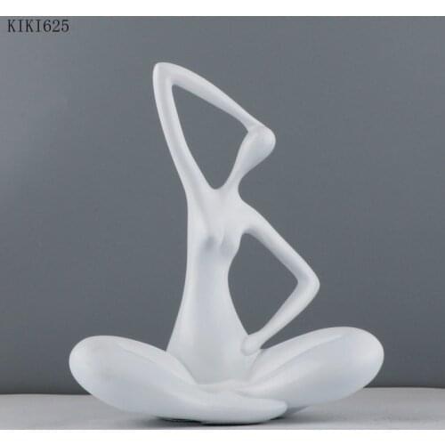 Character Sculpture Crafts Resin Yoga Girl Figurine Black White Living Room Character Decoration Birthday Gifts Home Decoration