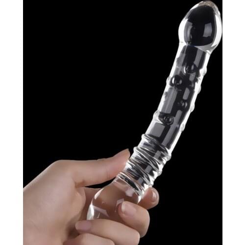 Glass Dildo Artificial Big Penis Dick Crystal Anal Ass Butt Plug Prostate Massage Masturbate Sex Toy for Adult Women Masturbator