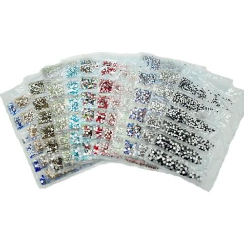1728pcs Mixed Size Nail Art Rhinestones SS4-SS12 Flatback Non Hotfix Rhinestones For Nail Crystals Decorations
