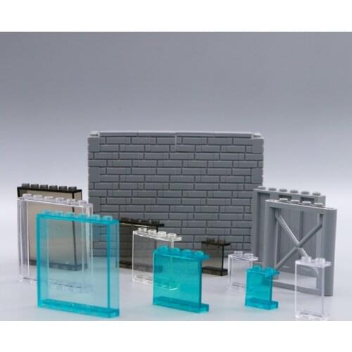 Building Blocks City Accessories Wall Window Panel Side Support Street View House hotel Building Transparent Parts Bricks Toys