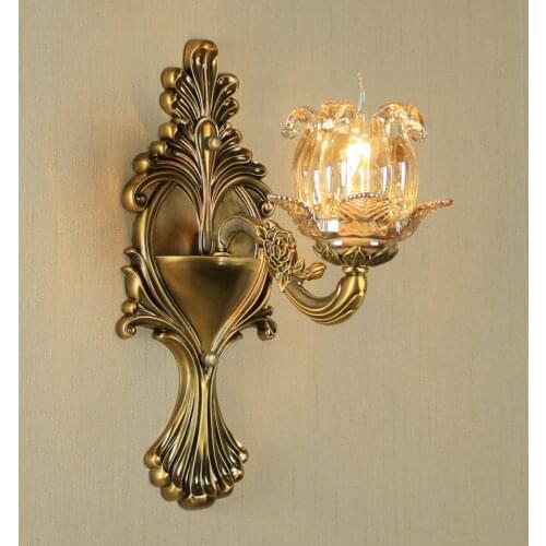 Indoor Foyer Living Room Wall Lamp glass lampshade Bedroom cognac Crystal wall Lamp Corridor Lamp antique led glass wall lights