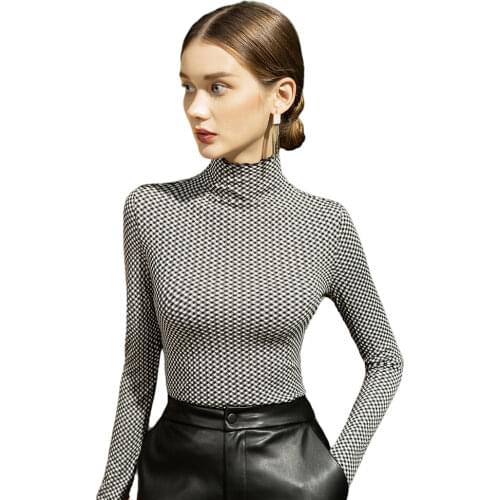 Womens top Lady Cotton Long sleeve Turtleneck top woman tshirt Solid color women elegant all match Basic t-shirt