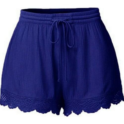 Ladies Loose Shorts Leisure Lace Stitching Drawstring Elastic Waist Shorts for Going Out 50% Hot Sale